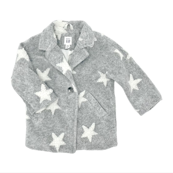 GAP Gray & White Star Button Down Toddler Jacket - Picture 2 of 9